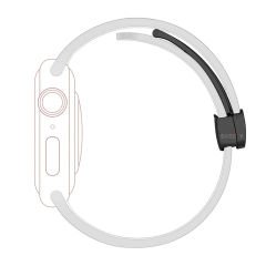 Apple Watch 42mm 44mm 45mm Seri 1 2 3 4 5 6 7 8 Se Uyumlu Coastal Manyetik Tokalı Silikon Kordon Beyaz