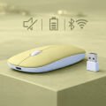 Laptop İçin İnce Kablosuz Mouse Bluetooth Bağlantı Şarjlı Batarya USB Alıcılı Taşınabilir Tasarım Sarı