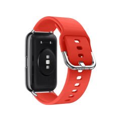Huawei Watch Fit/Fit New İle Uyumlu PureLux Soft Tokalı Silikon Kordon Kırmızı - Kırmızı