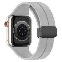 Apple Watch 42mm 44mm 45mm Seri 1 2 3 4 5 6 7 8 Se Uyumlu Coastal Manyetik Tokalı Silikon Kordon Gri