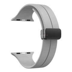 Apple Watch 42mm 44mm 45mm Seri 1 2 3 4 5 6 7 8 Se Uyumlu Coastal Manyetik Tokalı Silikon Kordon Gri