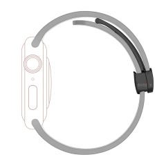 Apple Watch 42mm 44mm 45mm Seri 1 2 3 4 5 6 7 8 Se Uyumlu Coastal Manyetik Tokalı Silikon Kordon Gri