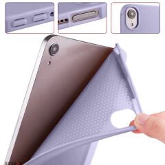 Apple iPad 6.Nesil 9.7 İnç 2018 Uyumlu Soft Safe Arkası Silikon Smart Tablet kılıfı Lavanta - Lavanta