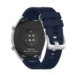 Huawei Watch GT5 46mm Uyumlu Kordon NovaGT Metal Tokalı Yumuşak Silikon Kordon Lacivert