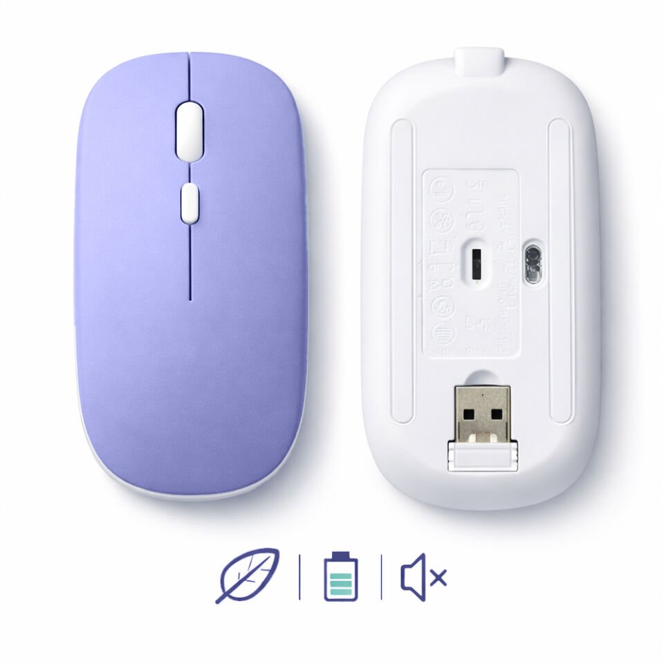 Dual Mode Kablosuz Mouse Bluetooth USB Dongle Çoklu Cihaz Destekli Şarjlı ve Sessiz Kullanım Lavant