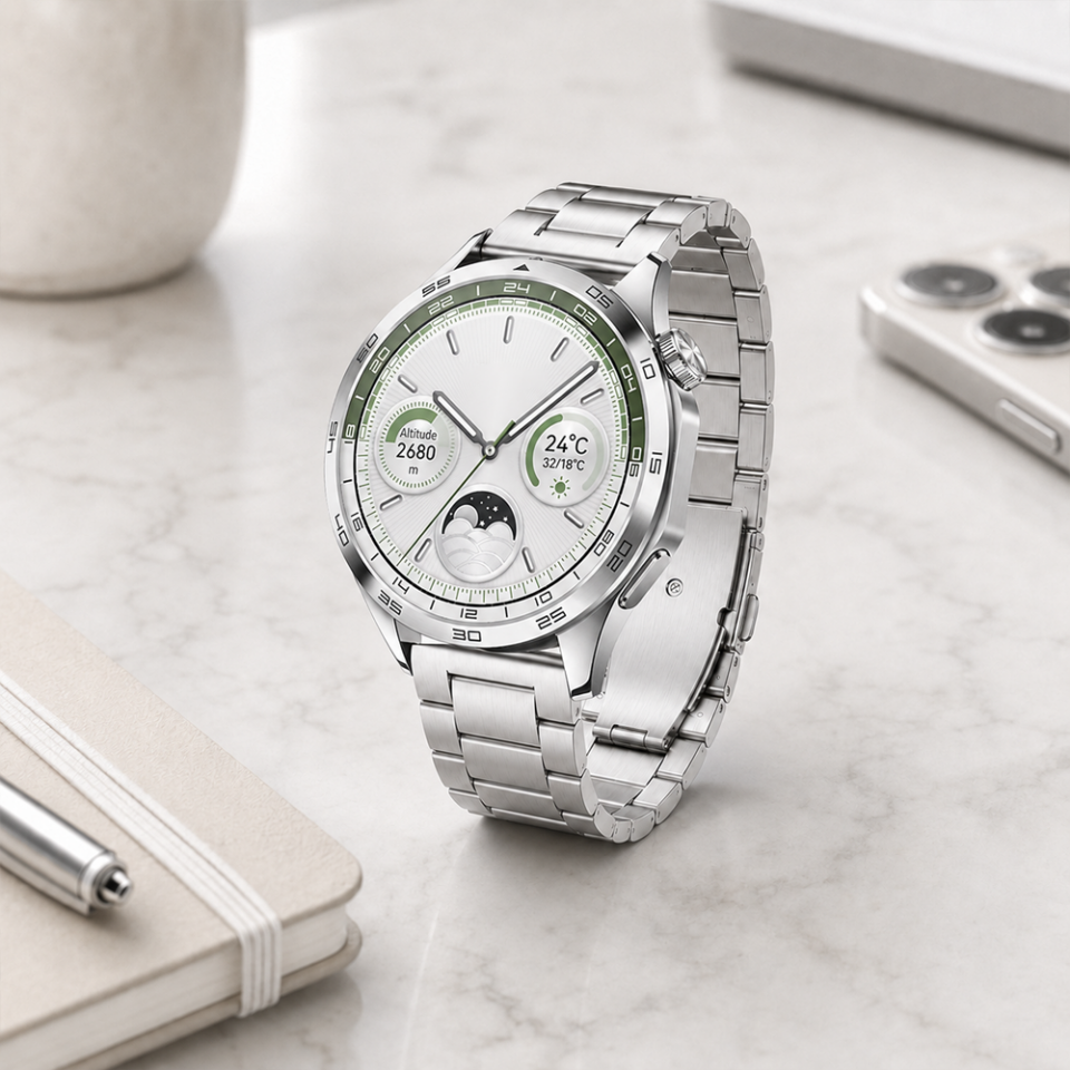 Huawei Watch GT4 46mm İle Uyumlu Katlanır Klipsli Paslanmaz Çelik Saat Kordonu