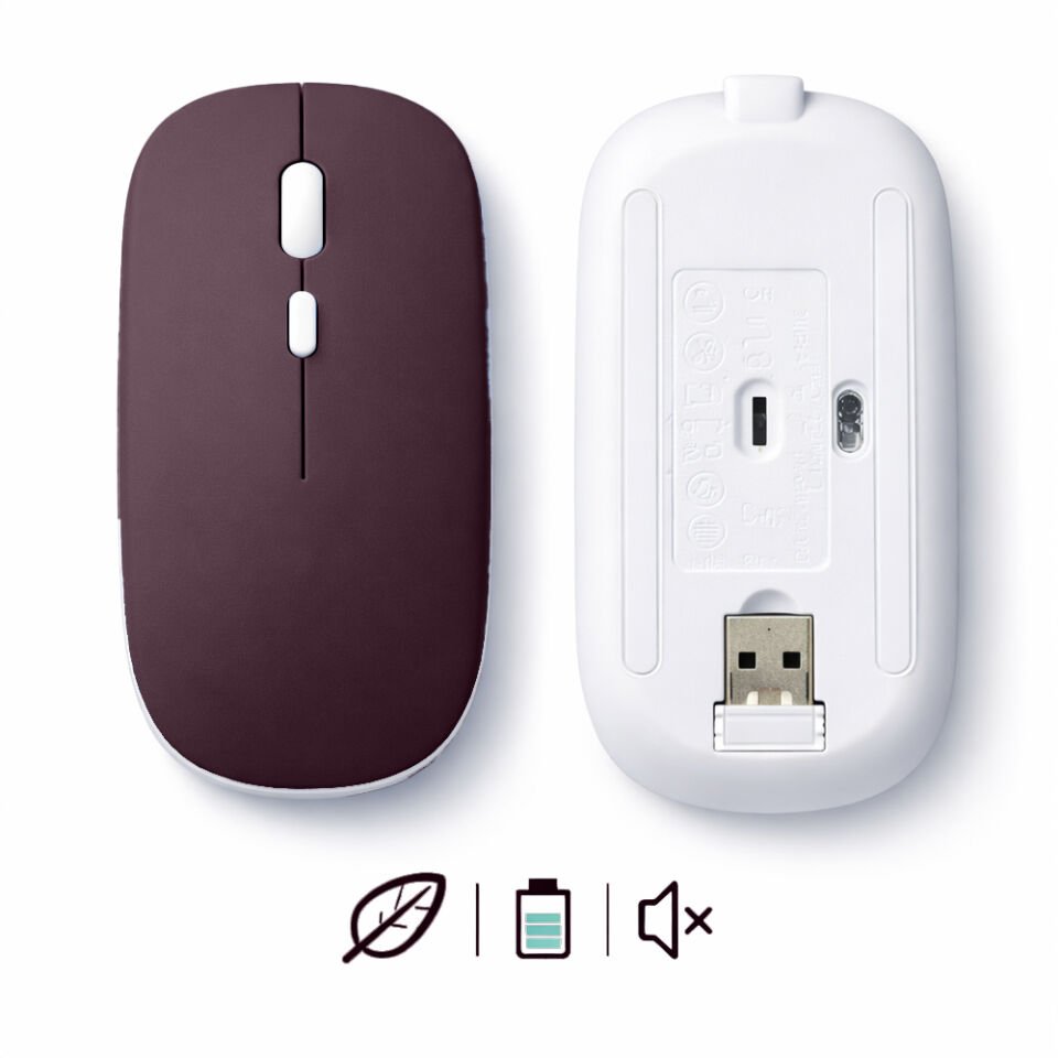 Dual Mode Kablosuz Mouse Bluetooth USB Dongle Çoklu Cihaz Destekli Şarjlı ve Sessiz Kullanım Mürdüm
