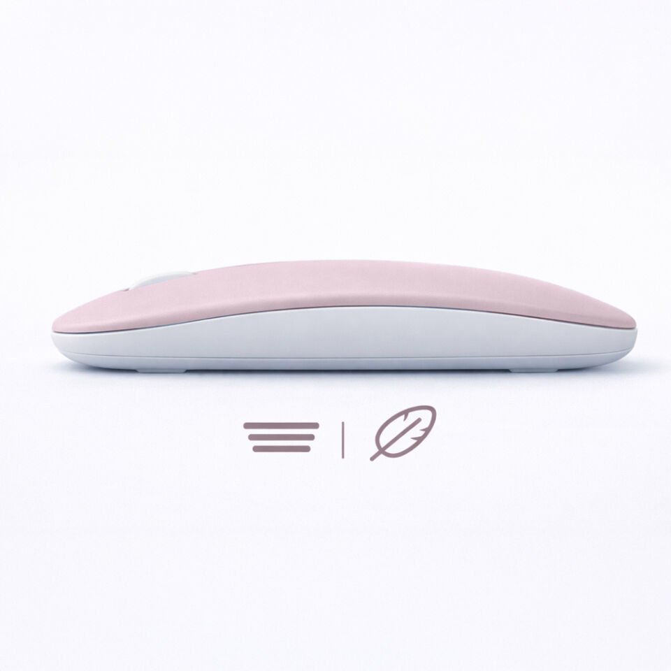 Dual Mode Kablosuz Mouse Bluetooth USB Dongle Çoklu Cihaz Destekli Şarjlı ve Sessiz Kullanım Pembe