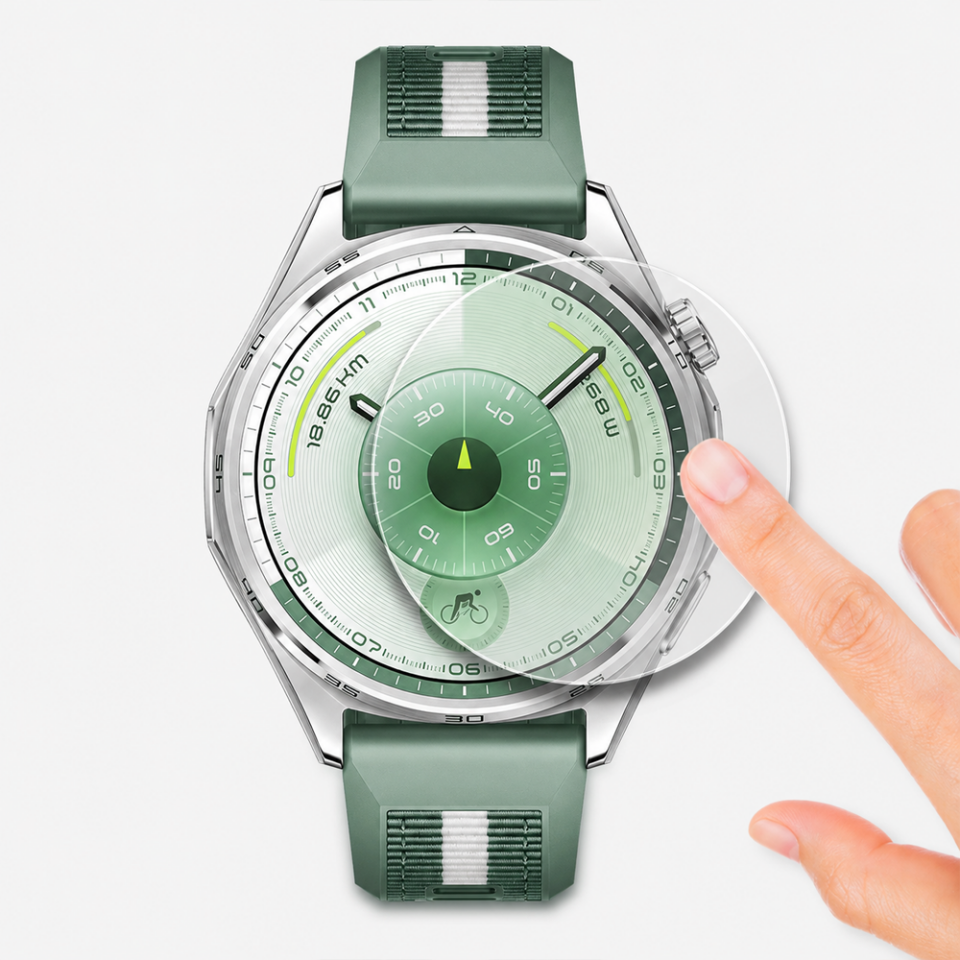 Huawei Watch GT6 46mm Uyumlu Kolay Takılabilir Takma Aparatlı Temperli Cam Ekran Koruyucu