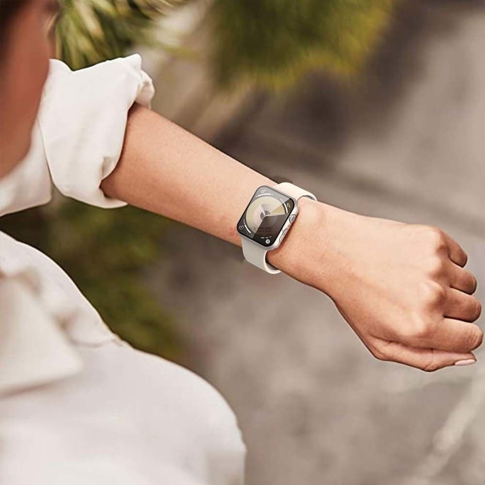 Apple Watch 44MM 4-5-6 SE Seri Uyumlu Starlight 360 Derece Koruma ve Temperli Cam Ekran Koruyucu
