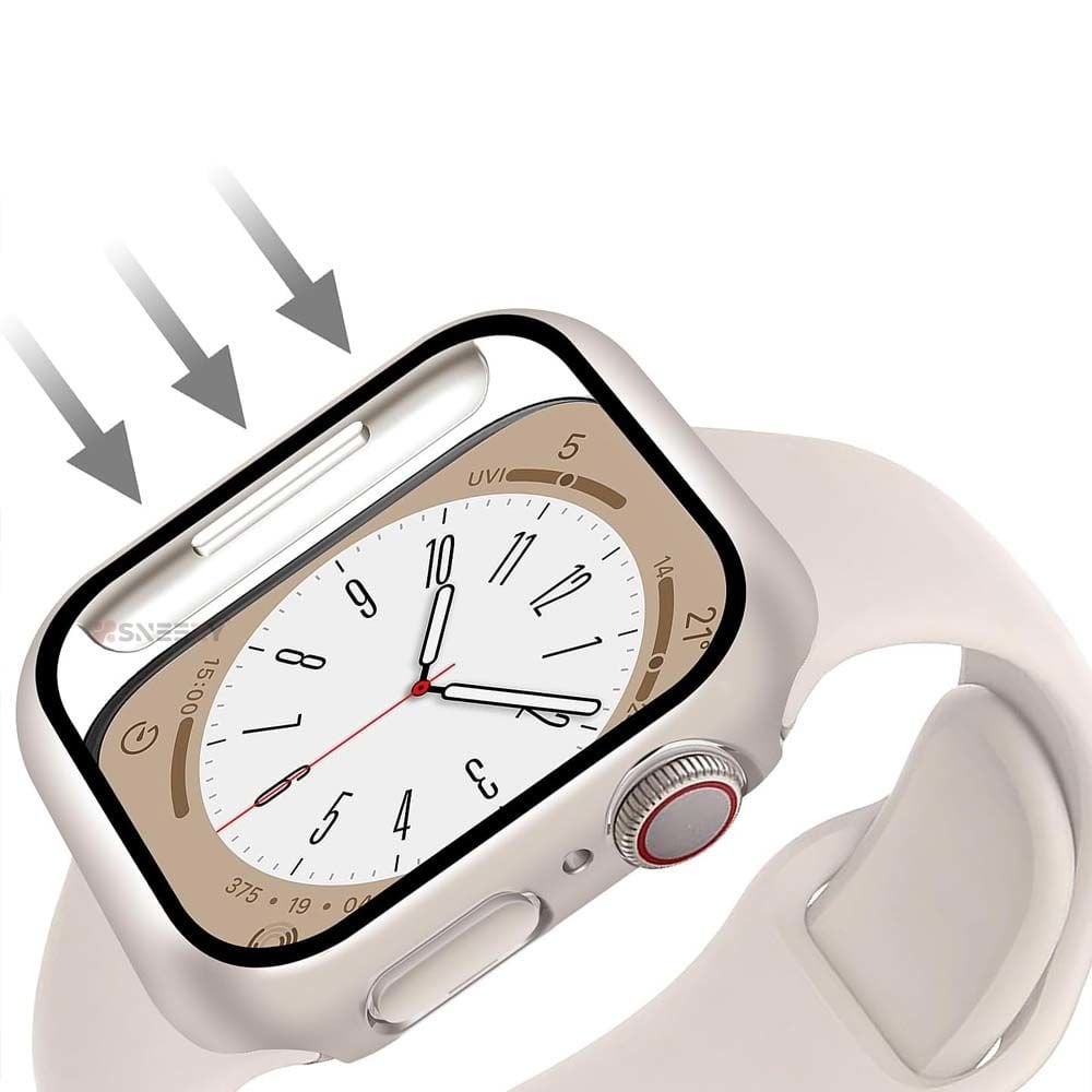 Apple Watch 44MM 4-5-6 SE Seri Uyumlu Starlight 360 Derece Koruma ve Temperli Cam Ekran Koruyucu