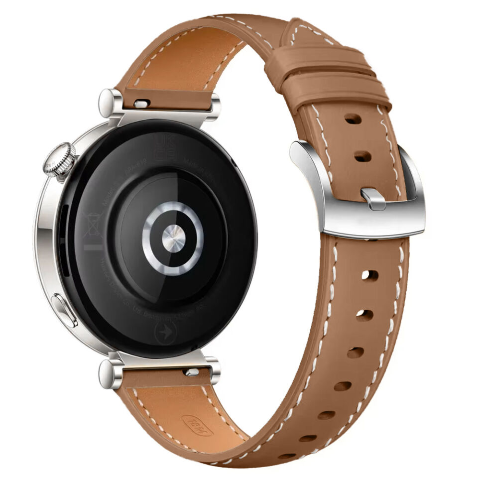 Mi Watch S4 41mm İle Uyumlu Gümüş Metal Tokalı Deri Zarif Şık Kordon