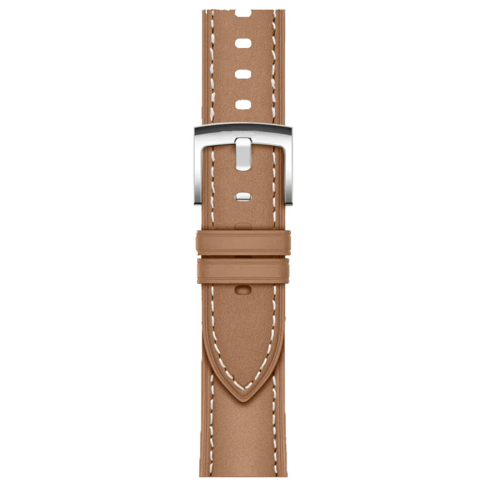Mi Watch S4 41mm İle Uyumlu Gümüş Metal Tokalı Deri Zarif Şık Kordon