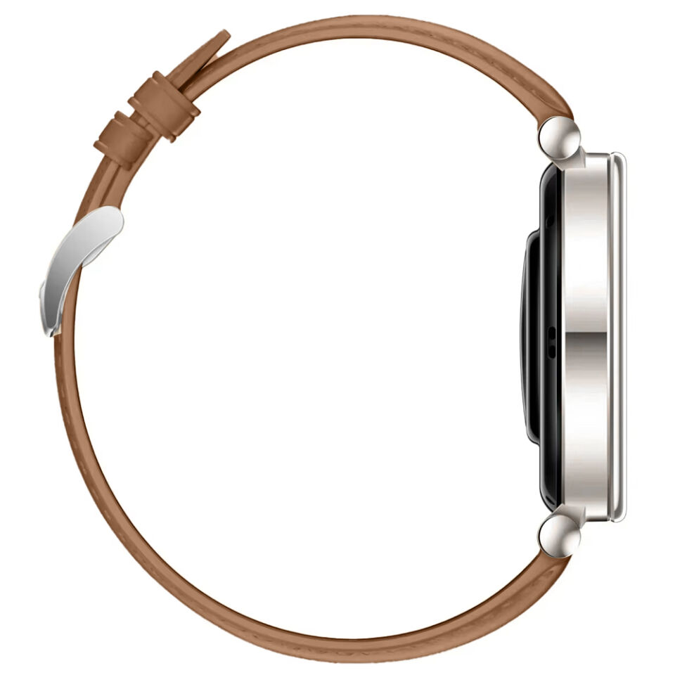 Mi Watch S4 41mm İle Uyumlu Gümüş Metal Tokalı Deri Zarif Şık Kordon