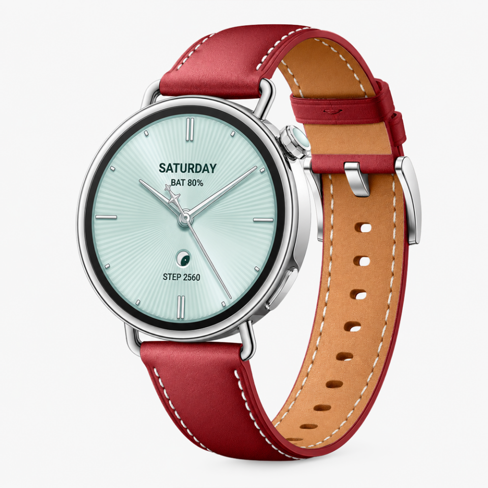 Mi Watch S4 41mm İle Uyumlu Gümüş Metal Tokalı Deri Zarif Şık Kordon