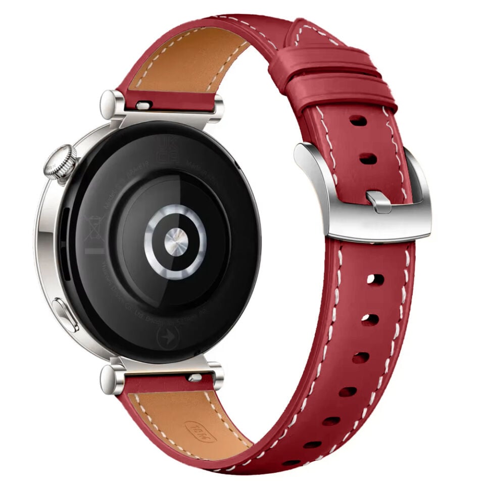 Mi Watch S4 41mm İle Uyumlu Gümüş Metal Tokalı Deri Zarif Şık Kordon