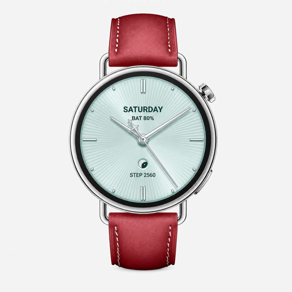 Mi Watch S4 41mm İle Uyumlu Gümüş Metal Tokalı Deri Zarif Şık Kordon