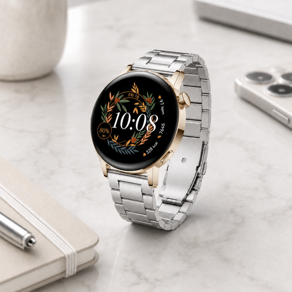 Huawei Watch GT3 42mm Ve GT2 42mm İle Uyumlu Katlanır Klipsli Paslanmaz Çelik Saat Kordonu