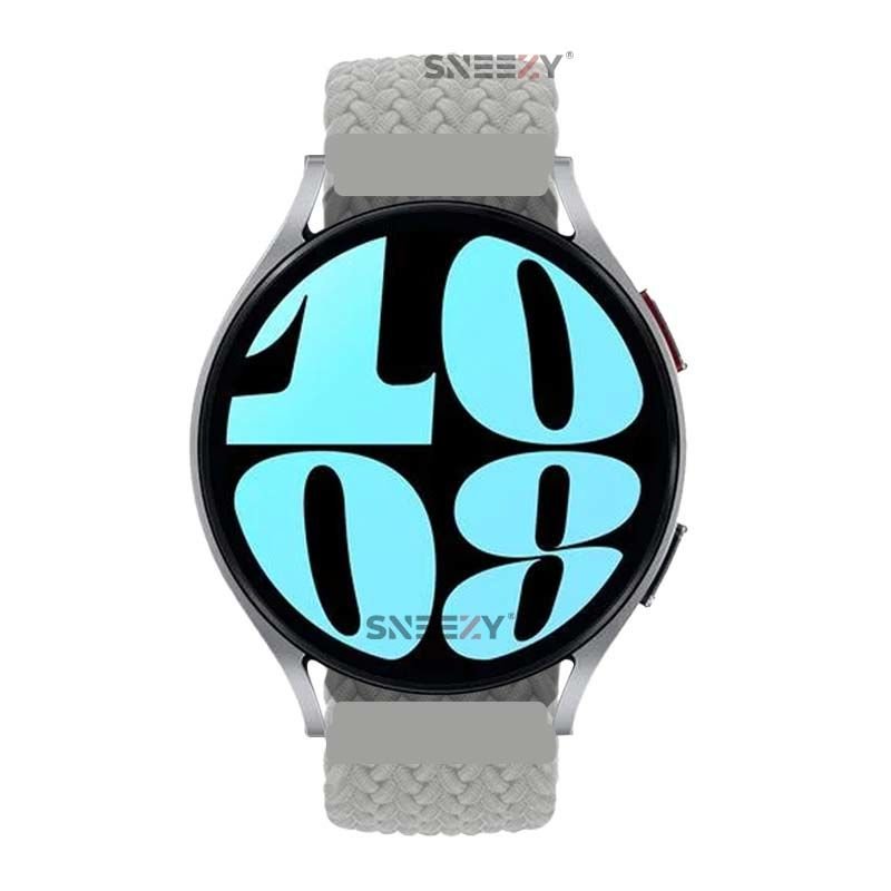 Sneezy Samsung Galaxy Watch 6 – Classic 40-43-44-47mm  20mm Metal Klips Solo Fiberlink Örgü Kordon Gri - Gri