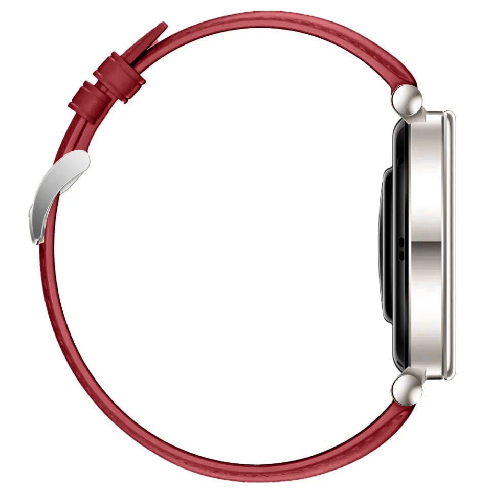 Mi Watch S4 41mm İle Uyumlu Gümüş Metal Tokalı Deri Zarif Şık Kordon Mürdüm