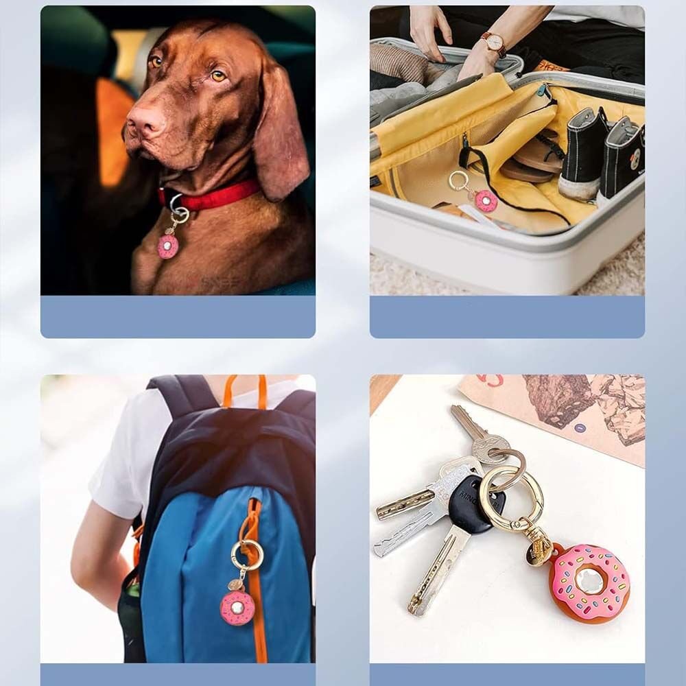 Apple AirTag Uyumlu Donut Desenli Yumuşak Soft Silikon Anahtarlık Beyaz - Beyaz