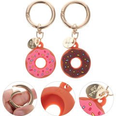 Apple AirTag Uyumlu Donut Desenli Yumuşak Soft Silikon Anahtarlık Kahverengi