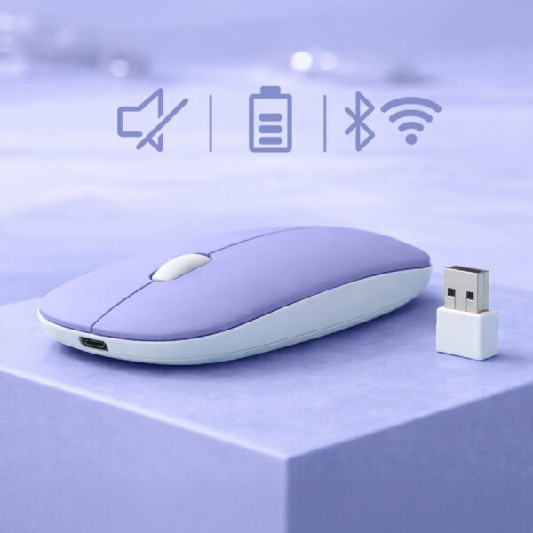 Mac iPad PC Tablet Uyumlu Mouse Şarjlı Batarya Sessiz Tıklama USB Dongle ve Kablo Dahil Lavant