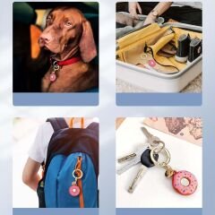 Apple AirTag Uyumlu Donut Desenli Yumuşak Soft Silikon Anahtarlık Pembe - Pembe