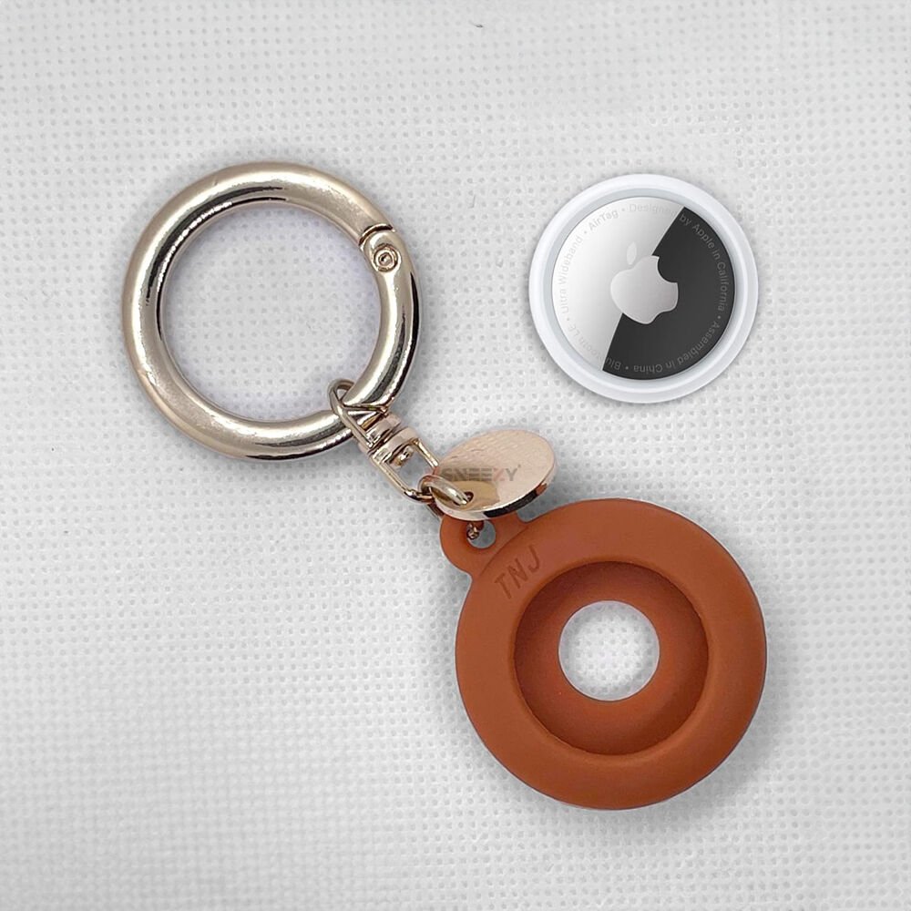 Apple AirTag Uyumlu Donut Desenli Yumuşak Soft Silikon Anahtarlık Pembe - Pembe