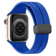 Apple Watch 42mm 44mm 45mm Seri 1 2 3 4 5 6 7 8 Se Uyumlu Coastal Manyetik Tokalı Silikon Kordon Mavi