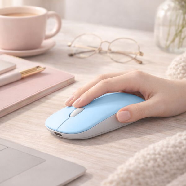 Mac iPad PC Tablet Uyumlu Mouse Şarjlı Batarya Sessiz Tıklama USB Dongle ve Kablo Dahil Mavi