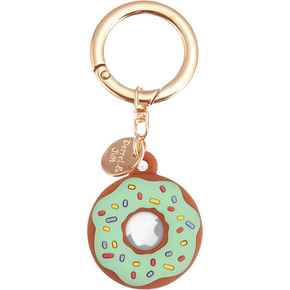 Apple AirTag Uyumlu Donut Desenli Yumuşak Soft Silikon Anahtarlık Yeşil - Yeşil