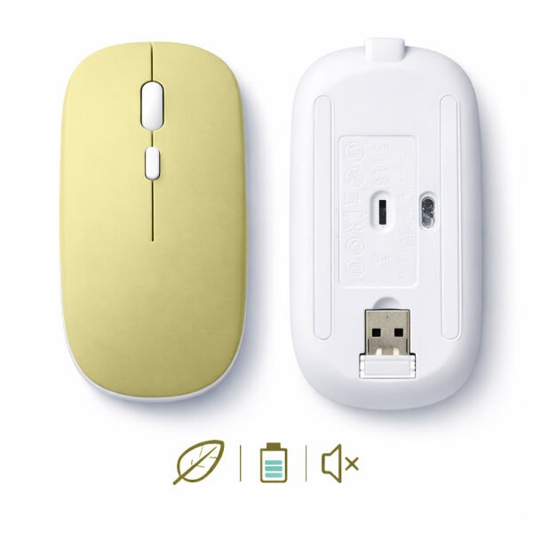 Mac iPad PC Tablet Uyumlu Mouse Şarjlı Batarya Sessiz Tıklama USB Dongle ve Kablo Dahil Sarı