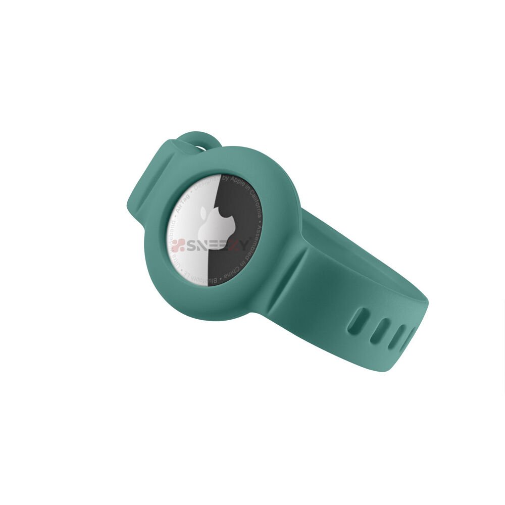 Apple AirTag Yüksek Kaliteli Anahtarlık ve Bileklik Kılıfı 360 Tam Koruma Silikon Kordon Haki - Haki