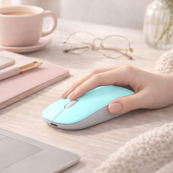 Mac iPad PC Tablet Uyumlu Mouse Şarjlı Batarya Sessiz Tıklama USB Dongle ve Kablo Dahil Turkuaz