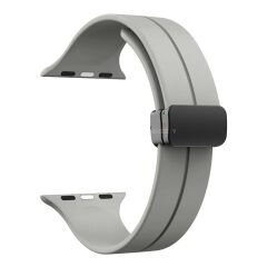 Apple Watch 42mm 44mm 45mm Seri 1 2 3 4 5 6 7 8 Se Uyumlu Coastal Manyetik Tokalı Silikon Kordon Taş Gri
