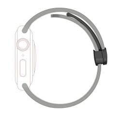 Apple Watch 42mm 44mm 45mm Seri 1 2 3 4 5 6 7 8 Se Uyumlu Coastal Manyetik Tokalı Silikon Kordon Taş Gri