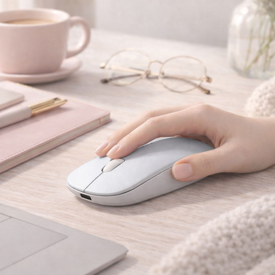 Minimal Tasarımlı Kablosuz Mouse Bluetooth Bağlantı Şarjlı USB Dongle Destekli Hafif ve Şık