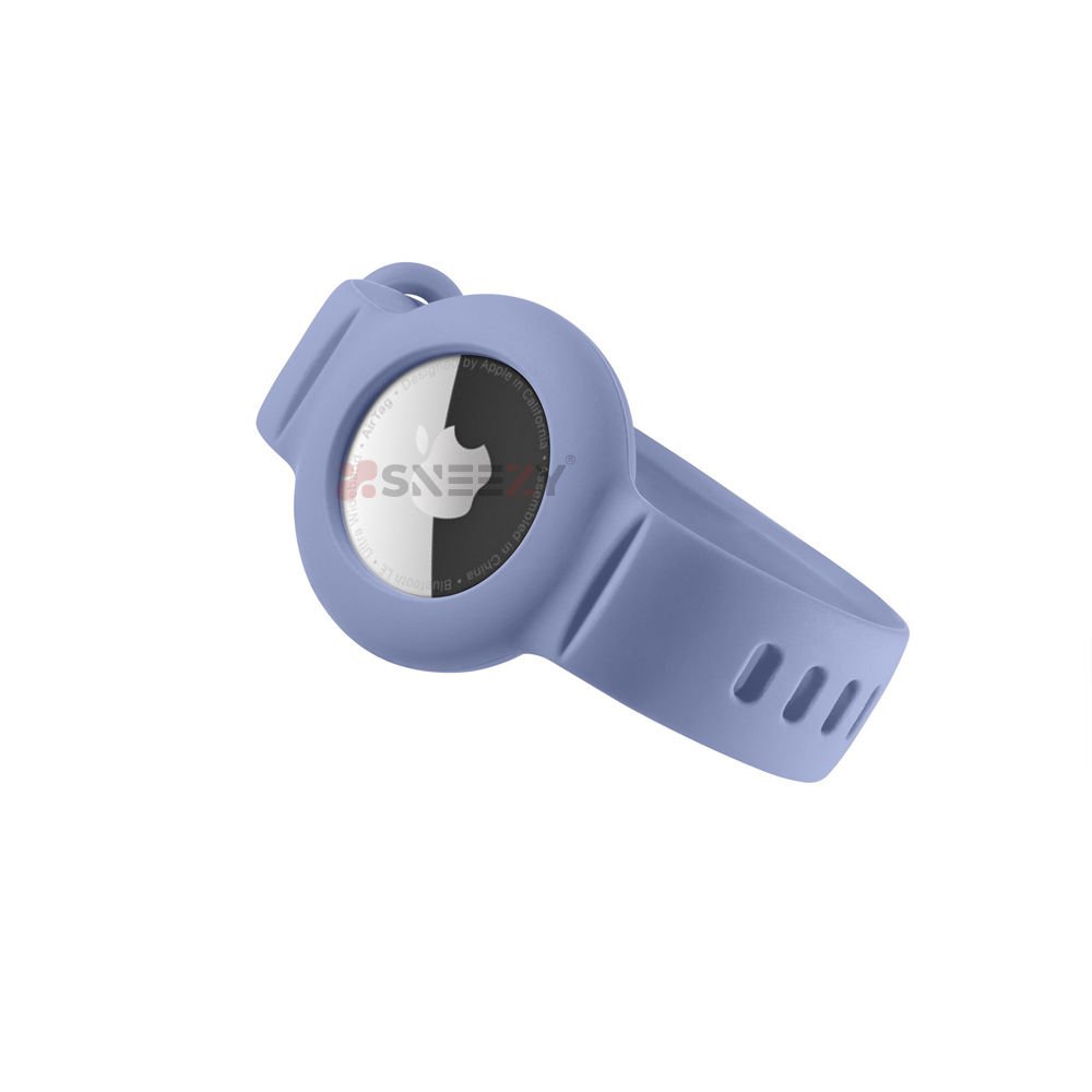 Apple AirTag Yüksek Kaliteli Anahtarlık ve Bileklik Kılıfı 360 Tam Koruma Silikon Kordon Lavanta - Lavanta