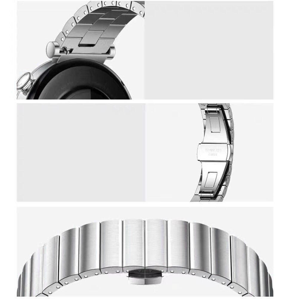 Huawei Watch GT6 41mm İle Uyumlu Renk Detaylı 18mm Paslanmaz Çelik Metal Kordon Kayış Gümüş