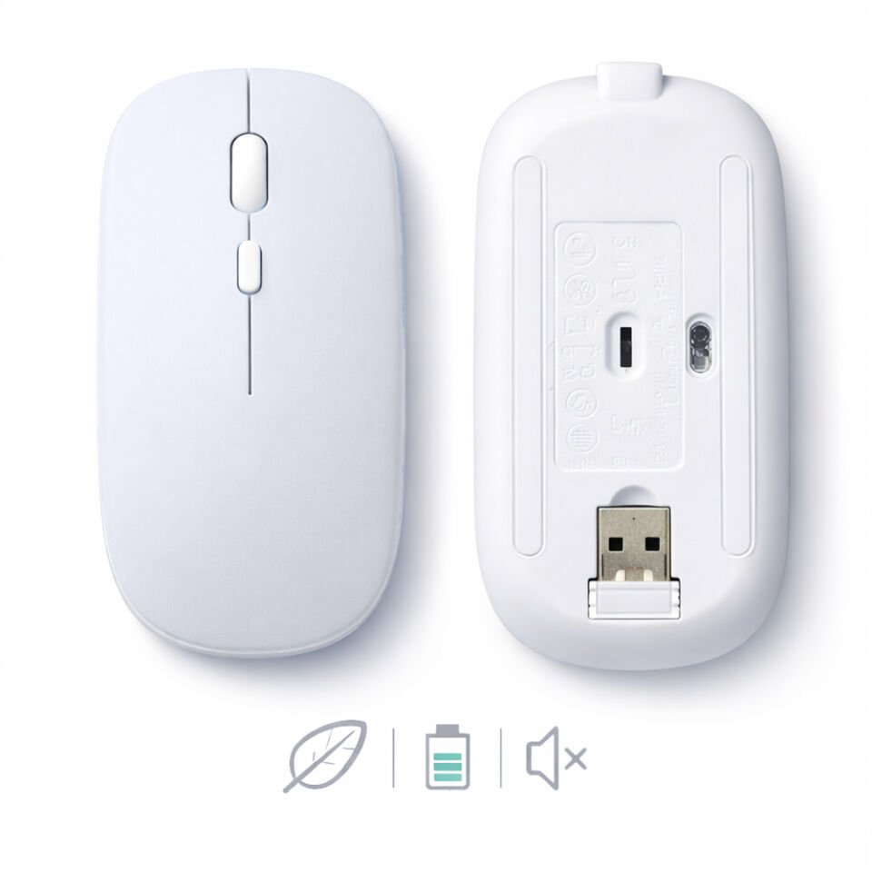 Minimal Tasarımlı Kablosuz Mouse Bluetooth Bağlantı Şarjlı USB Dongle Destekli Hafif ve Şık Beyaz