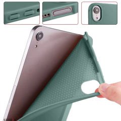 Apple iPad Air 5.Nesil 10.9 2022 İnç Uyumlu Soft Safe Arkası Silikon Smart Tablet kılıfı Haki - Haki