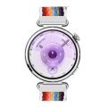 Sneezy Huawei Watch GT6 41mm İle Uyumlu Metal Klips Solo Fiberlink Kumaş Örgü Kordon Beyaz Gökkuşağı
