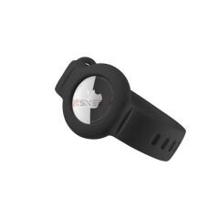 Apple AirTag Yüksek Kaliteli Anahtarlık ve Bileklik Kılıfı 360 Tam Koruma Silikon Kordon Siyah - Siyah