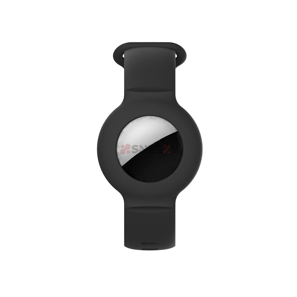 Apple AirTag Yüksek Kaliteli Anahtarlık ve Bileklik Kılıfı 360 Tam Koruma Silikon Kordon Siyah - Siyah