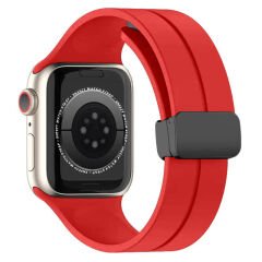 Apple Watch 38mm 40mm 41mm Seri 1 2 3 4 5 6 7 8 Se Uyumlu Coastal Manyetik Tokalı Silikon Kordon Kırmızı