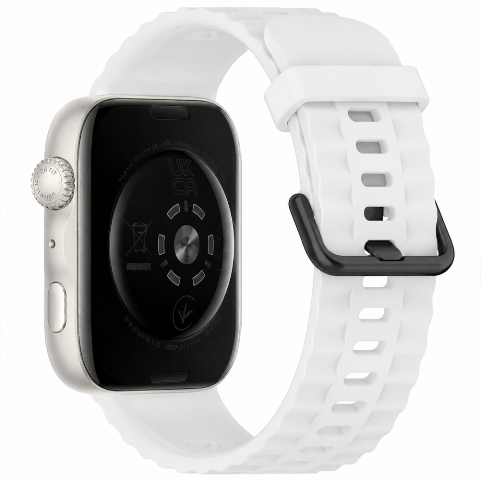 Huawei Watch Fit5 İle Uyumlu Tırtıklı Metal Tokalı Spor Silikon Kordon