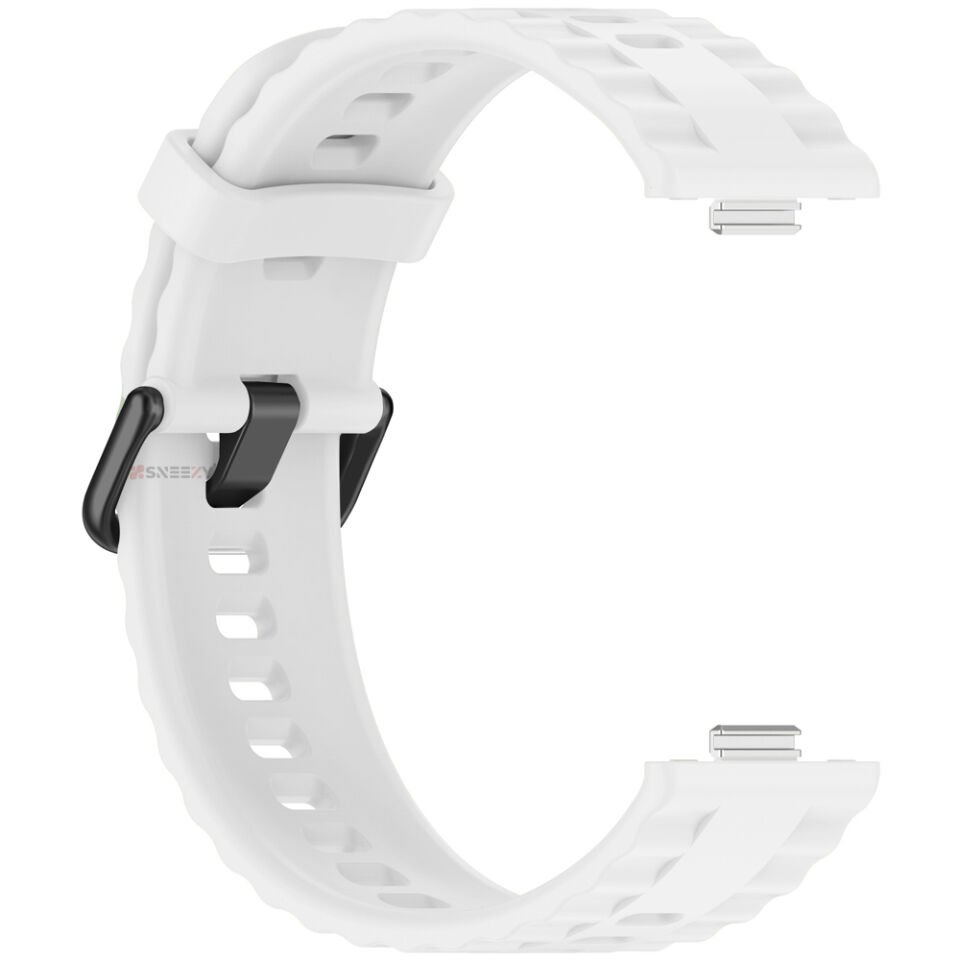 Huawei Watch Fit5 İle Uyumlu Tırtıklı Metal Tokalı Spor Silikon Kordon