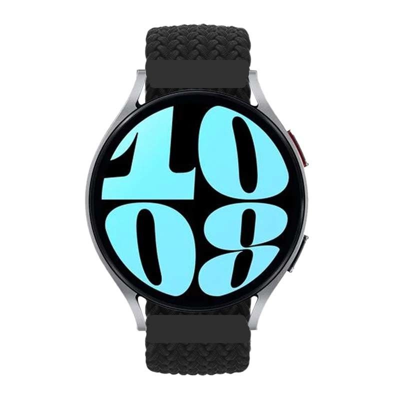 Sneezy Samsung Galaxy Watch 6 – Classic 40-43-44-47mm  20mm Metal Klips Solo Fiberlink Örgü Kordon Siyah - Siyah
