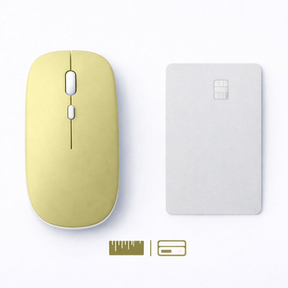 Minimal Tasarımlı Kablosuz Mouse Bluetooth Bağlantı Şarjlı USB Dongle Destekli Hafif ve Şık Sarı